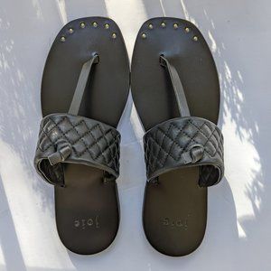 JOIE Batton Flat Thong Sandals in Black Leather Size 7.5 Brand New NIB